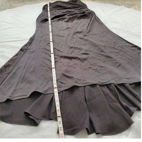 Galina Signature Black Satin Spaghetti Strap Mermaid Dress Gown Sz 18 Glam Goth - Picture 12 of 16